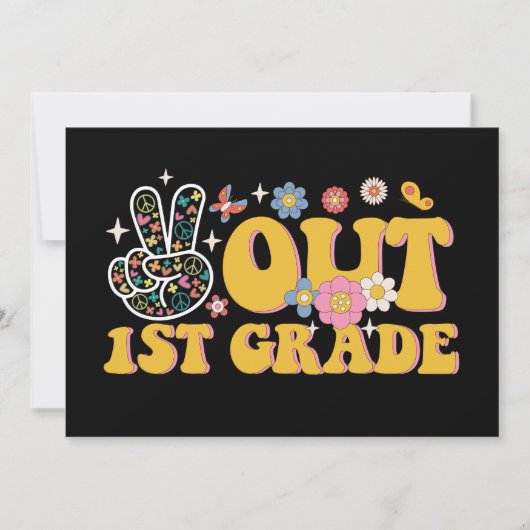 Peace Out 1e klas groovy laatste schooldag Kaart (Voorkant)