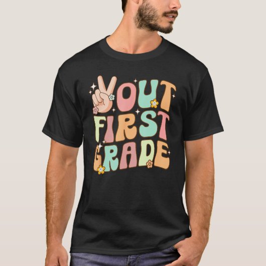 Peace Out 1st Grade Cute Last Day Of School First  T-shirt (Voorkant)
