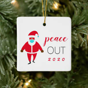 Peace Out 2020 Black Santa Funny Personalized Keramisch Ornament