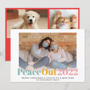 Peace Out 2020 Colorful Pastels-kerstfoto's Feestdagenkaart