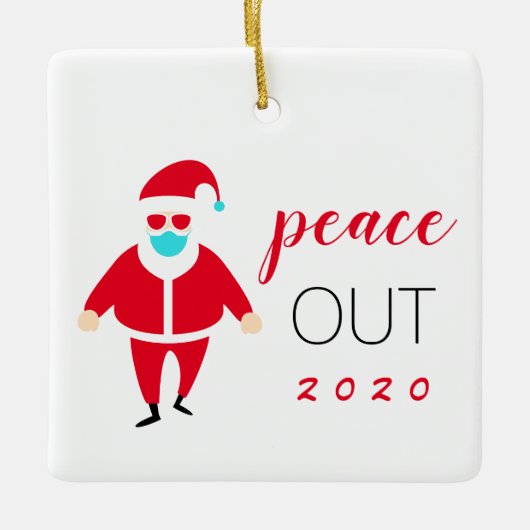 Peace Out 2020 Funny Santa Persoonlijk Keramisch Ornament (Voorkant)