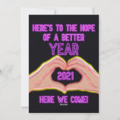 Peace Out 2020 Kleur Neon Lights Gelukkig Nieuwjaa Feestdagenkaart (Achterkant)