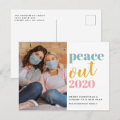 Peace Out 2020 Modern Foto Kerstmis Nieuwjaar Feestdagenkaart (Voorkant / Achterkant)