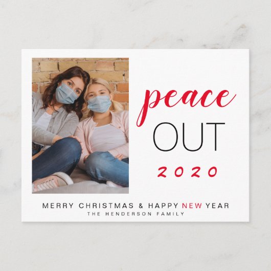 Peace Out 2020-reeks - Nieuwjaar met Kerstmis Feestdagenkaart (Voorkant)