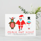 Peace Out 2020 Santa Face Mask Kerstmis Feestdagenkaart (Staand voorkant)