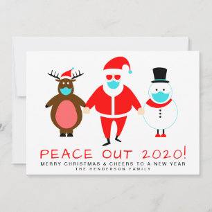 Peace Out 2020 Santa Face Mask Kerstmis Feestdagenkaart