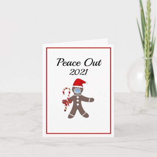Peace Out 2021 Funny Gingerbrood Face Mask Feestdagen Kaart (Voorkant)