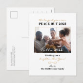 Peace Out 2021 New Year Hand Lettered Family Photo Feestdagenkaart (Voorkant / Achterkant)
