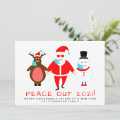 Peace Out 2021 Santa Face Mask of Kerstmis Feestdagenkaart (Staand voorkant)