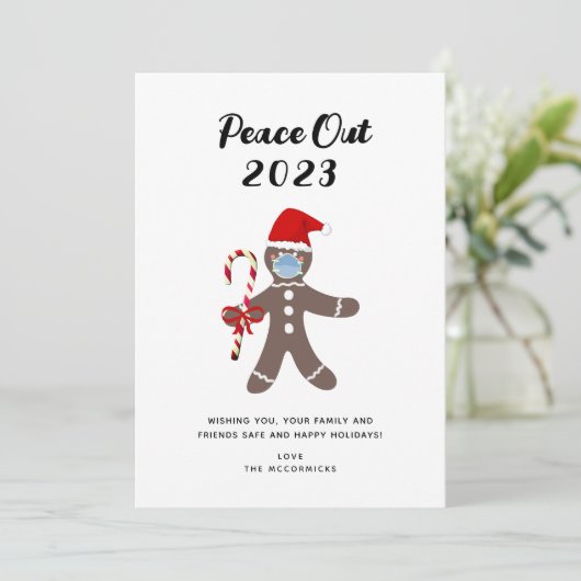 Peace Out 2022 Funny Gezegde kerstontbijt Feestdagenkaart (Staand voorkant)