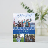 Peace Out 2023 Wat een jaar 3 fotocollage - blauw Feestdagenkaart (Staand voorkant)