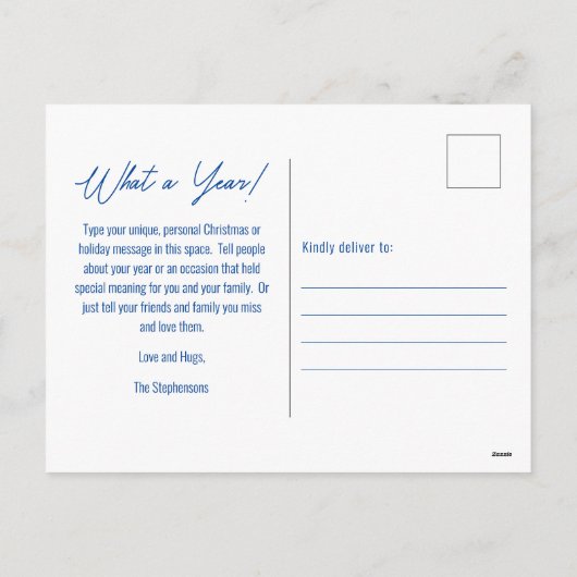 Peace Out 2023 Wat een jaar 3 fotocollage - blauw Feestdagenkaart (Achterkant)