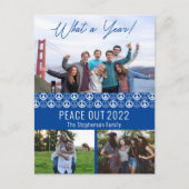Peace Out 2023 Wat een jaar 3 fotocollage - blauw Feestdagenkaart (Voorkant)