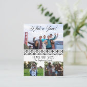 Peace Out 2023 Wat een jaar 3 fotocollage - BW Feestdagenkaart (Staand voorkant)