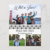 Peace Out 2023 Wat een jaar 3 fotocollage - BW Feestdagenkaart (Voorkant)