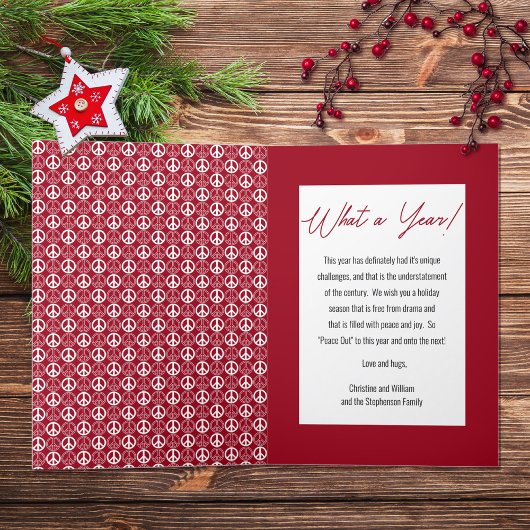Peace Out 2023 Wat een jaar 3 fotocollage - Rood Feestdagen Kaart