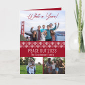 Peace Out 2023 Wat een jaar 3 fotocollage - Rood Feestdagen Kaart (Voorkant)
