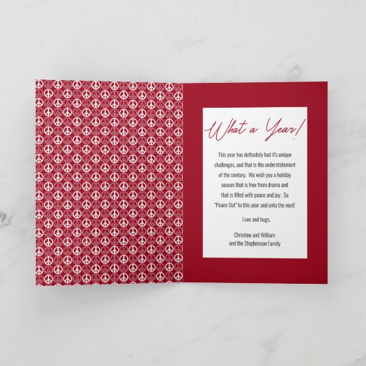 Peace Out 2023 Wat een jaar 3 fotocollage - Rood Feestdagen Kaart (Binnen)