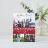 Peace Out 2023 Wat een jaar 3 fotocollage - Rood Feestdagenkaart (Staand voorkant)