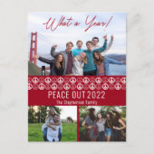 Peace Out 2023 Wat een jaar 3 fotocollage - Rood Feestdagenkaart (Voorkant)