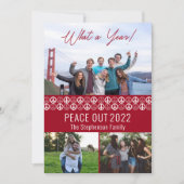 Peace Out 2023 Wat een jaar 3 fotocollage - Rood Feestdagenkaart (Voorkant)