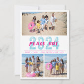 Peace Out 2024 Moderne Typografie 3 Fotocollage Feestdagenkaart (Voorkant)