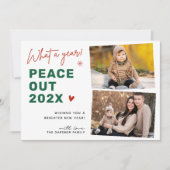 Peace Out 2024 Vrolijk Kerstfeest 2 Foto Feestdagenkaart (Voorkant)