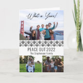 Peace Out 2025 Wat een jaar 3 fotocollage - BW Feestdagen Kaart (Voorkant)