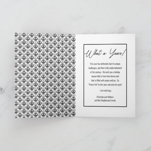 Peace Out 2025 Wat een jaar 3 fotocollage - BW Feestdagen Kaart (Binnen)