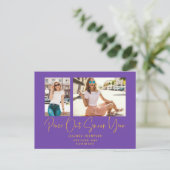 Peace Out 2 Photo Script 2022 Afstuderen Paars Aankondigingskaart (Staand voorkant)