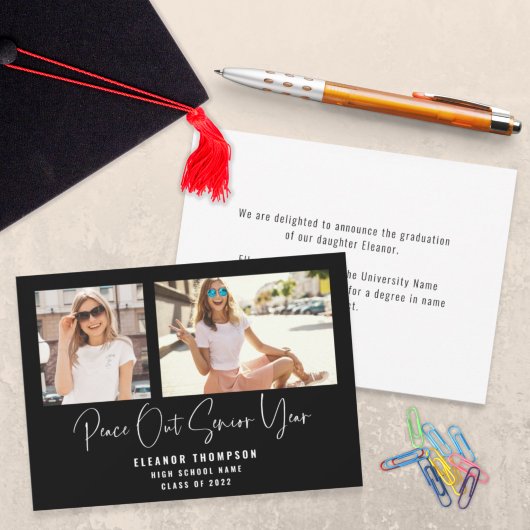 Peace Out 2 Photo Script 2022 Black Afstuderen en Aankondiging