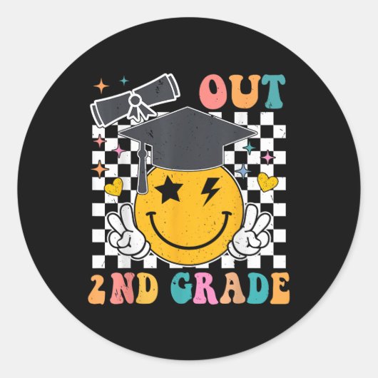 Peace Out 2e klas Afstuderen laatste dag School Se Ronde Sticker (Voorkant)