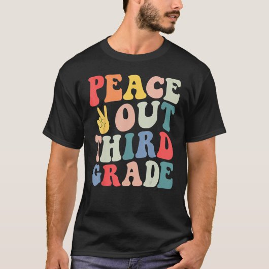 Peace Out 3rd Grade Retro Pastel Happy Last Day Ou T-shirt (Voorkant)