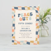 Peace Out 5th Grade Groovy Afstudeerfeest Kaart (Staand voorkant)