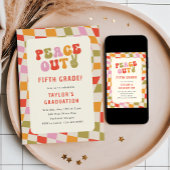 Peace Out 5th Grade Groovy Afstudeerfeest Kaart