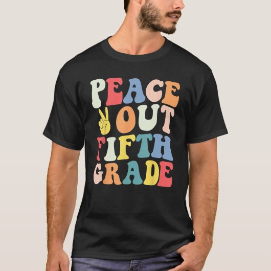 Peace Out 5th Grade Retro Pastel Happy Last Day Ou T-shirt (Voorkant)