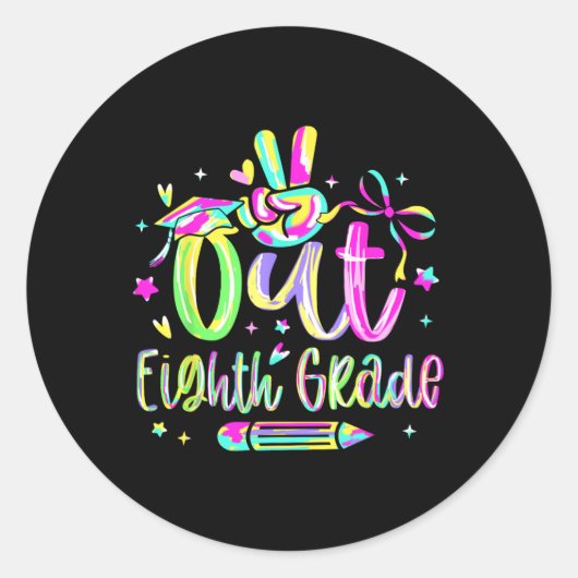 Peace Out Achtste Grade Afstuderen CL van 2025 Tea Ronde Sticker (Voorkant)
