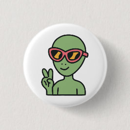 Peace Out Alien Ronde Button 3,2 Cm