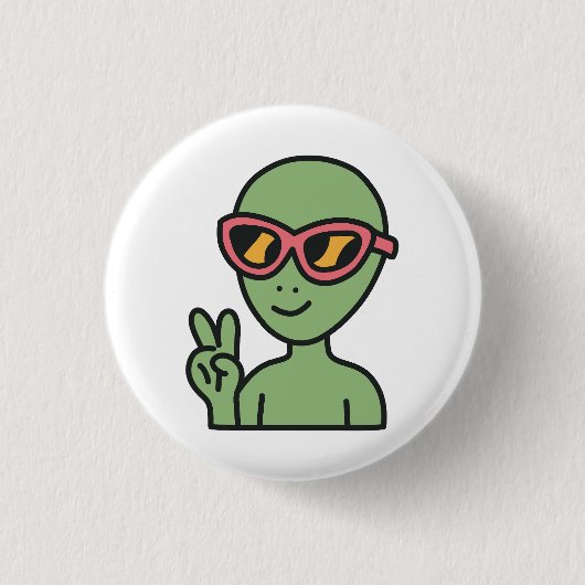 Peace Out Alien Ronde Button 3,2 Cm (Voorkant)