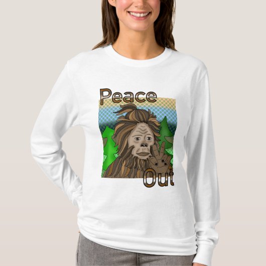 Peace Out Bigfoot Sasquatch T-shirt (Voorkant)