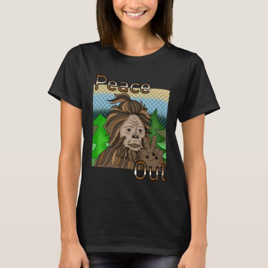 Peace Out Bigfoot Sasquatch T-shirt (Voorkant)