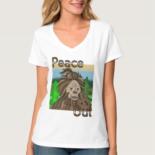 Peace Out Bigfoot Sasquatch T-shirt (Voorkant)