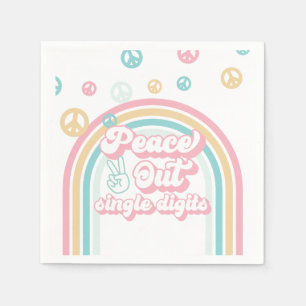 Peace Out Eencijferige Retro Zomer Regenboog Servet