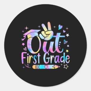 Peace Out eerste klas Schattigee tie kleurstof laa Ronde Sticker