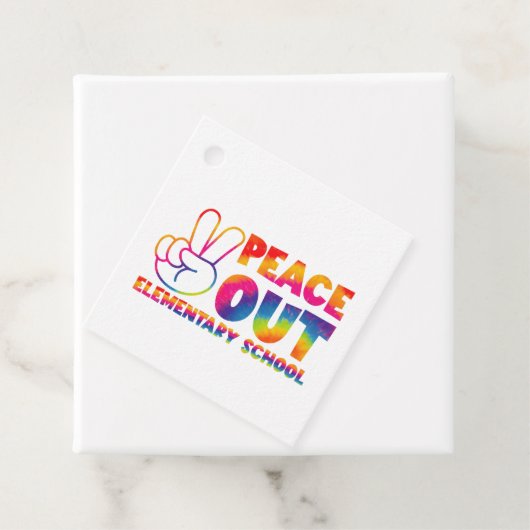 Peace Out Elementary School Tie Dye vorige dag Bedankjes Labels (In situ)