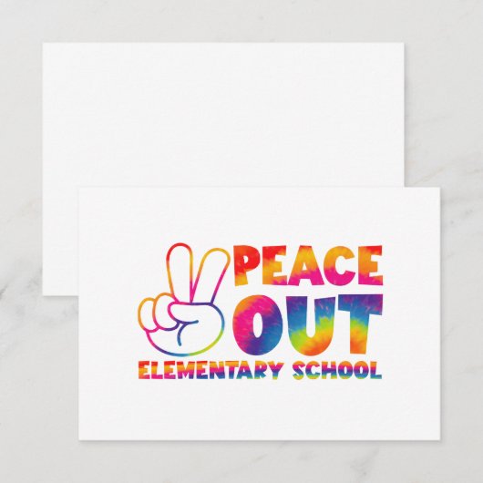 Peace Out Elementary School Tie Dye vorige dag Bedankkaart (Voorkant / Achterkant)