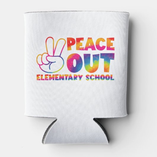 Peace Out Elementary School Tie Dye vorige dag Blikjeskoeler (Voorkant)