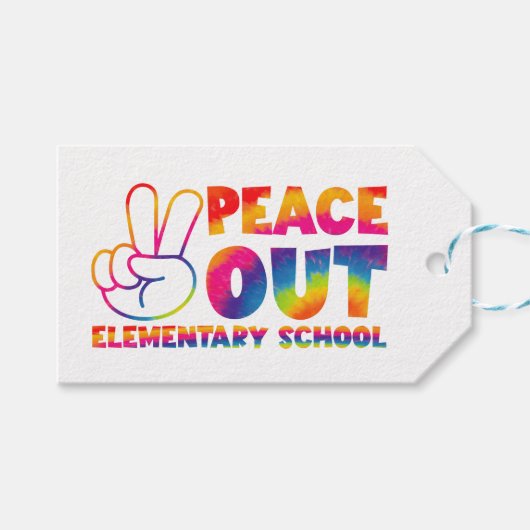Peace Out Elementary School Tie Dye vorige dag Cadeaulabel (Voorkant (Horizontaal))