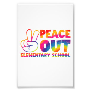 Peace Out Elementary School Tie Dye vorige dag Foto Afdruk