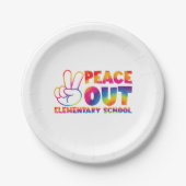 Peace Out Elementary School Tie Dye vorige dag Papieren Bordje (Voorkant)